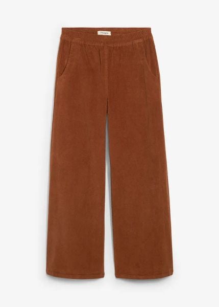 Spodnie sztruksowe high-waist z mieszanki bawełny. Zielone spodnie materiałowe damskie bonprix, bez wzorów, z bawełny, z podwyższonym stanem. Za 79.99 zł.