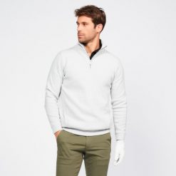 Sweter do golfa męski Inesis MW500. Szare kardigany męskie INESIS, m, bez wzorów, z bawełny, bez kołnierzyka. Za 159.99 zł.