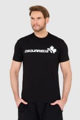 DSQUARED2 Czarny bawełniany t-shirt z dużym logo. Czarne t-shirty męskie Dsquared2, l, bez wzorów, z bawełny, bez kołnierzyka. W wyprzedaży za 699.99 zł.