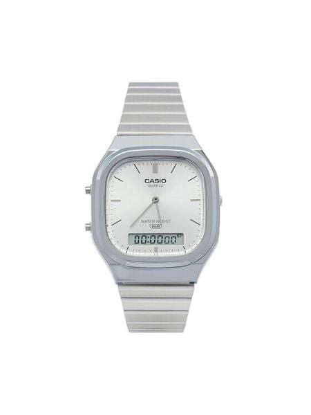 Casio Zegarek AQ-240E-7AEF Srebrny. Szare, analogowe zegarki męskie Casio, srebrne. Za 299.99 zł.