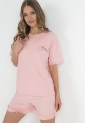 Różowy Komplet Piżamowy 2-częściowy Zanina. Czerwone piżamy damskie Born2be, xl, bez wzorów, z dzianiny, bez ramiączek. Za 39.99 zł.