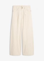 Jeansy super wide leg palazzo, mid waist. Niebieskie jeansy damskie bonprix. Za 144.99 zł.