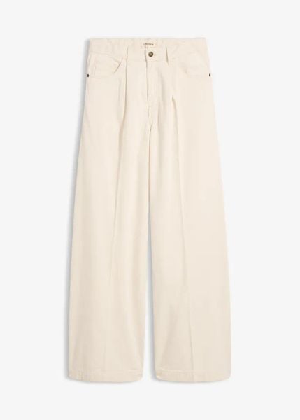 Jeansy super wide leg palazzo, mid waist. Niebieskie jeansy damskie bonprix. Za 144.99 zł.