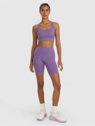 4F Legginsy kolarki treningowe bezszwowe damskie - fioletowe M/L. Fioletowe legginsy sportowe damskie 4f, l, bez wzorów, z dzianiny, z podwyższonym stanem, na fitness i siłownię. Za 119.99 zł.