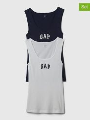 GAP Topy (2 szt.) w kolorze granatowym i białym rozmiar: XXL. Białe topy damskie GAP, xxl, bez wzorów, bez kołnierzyka. Za 74.11 zł.