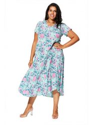 Aller Simplement Sukienka w kolorze błękitno-jasnoróżowym rozmiar: 50/52. Niebieskie sukienki damskie Aller Simplement, bez wzorów, z wiskozy, klasyczne, bez kołnierzyka, bez ramiączek, midi. Za 78.99 zł.