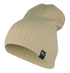 Czapka Beżowa Jesienno-Zimowa, Beanie, Krasnal, Rozciągliwa, w Prążki. Brązowe czapki męskie Jarek, na zimę, bez wzorów, ze splotem, sportowe. Za 35.00 zł.