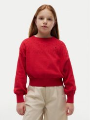 Tommy Hilfiger Sweter Pointelle KG0KG09504 Czerwony Relaxed Fit. Czerwone swetry dziewczęce Tommy Hilfiger, bez wzorów, z bawełny, bez kołnierzyka. Za 329.99 zł.