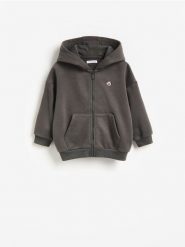 Bluza z bawełną - ciemnoszary. Szare bluzy i bluzki niemowlęce Reserved, bez wzorów, z bawełny, bez ramiączek, bez kaptura. Za 49.99 zł.