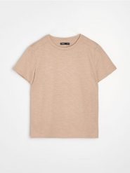 Melanżowa koszulka - beżowy. Brązowe t-shirty damskie Sinsay, l, bez wzorów, bez kołnierzyka. Za 19.99 zł.