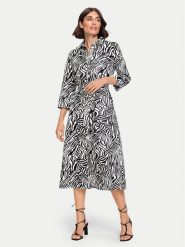 Olsen Sukienka koszulowa 13001750 Czarny Regular Fit. Czarne sukienki damskie Olsen, bez wzorów, z bawełny, bez kołnierzyka, bez ramiączek, koszulowe. Za 399.99 zł.