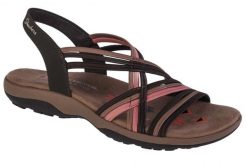 Sandały damskie, Reggae Slim Simply Stretch Sandals. Brązowe sandały damskie Skechers, bez wzorów, z materiału, bez obcasa. Za 239.99 zł.