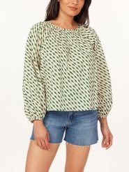 Scotch & Soda Bluzka w kolorze beżowo-zielonym rozmiar: XS. Brązowe bluzki damskie Scotch & Soda, xs, bez wzorów, z bawełny, bez kołnierzyka, bez ramiączek. Za 109.52 zł.
