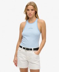 Koszulka Essential Logo Str Racer. Niebieskie t-shirty damskie Superdry., l, bez wzorów, z bawełny, bez kołnierzyka. Za 81.50 zł.