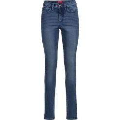 Dżinsy slim, high waist, modelujące. Niebieskie jeansy damskie bonprix, z podwyższonym stanem. Za 99.99 zł.