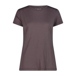 Damski T-shirt z okrągłym dekoltem z wełny merino CMP. Szare t-shirty damskie CMP, bez wzorów, z materiału, bez kołnierzyka. Za 202.45 zł.