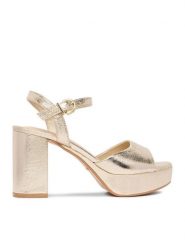 DeeZee Sandały CEO-SF79601 Złoty. Żółte sandały damskie DeeZee, bez wzorów, z materiału, bez obcasa, na słupku. Za 139.99 zł.