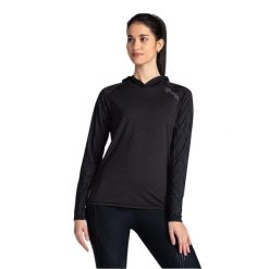 Bluza fitness damska Kilpi AILEEN-W. Czarne kurtki do biegania damskie Kilpi, s, bez wzorów, z materiału, z kapturem. Za 163.85 zł.