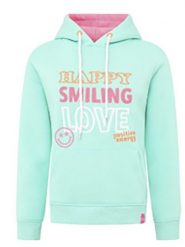Zwillingsherz Bluza "Happy Smiling Love" w kolorze miętowym rozmiar: L. Niebieskie bluzy z kapturem damskie Zwillingsherz, l. Za 206.42 zł.