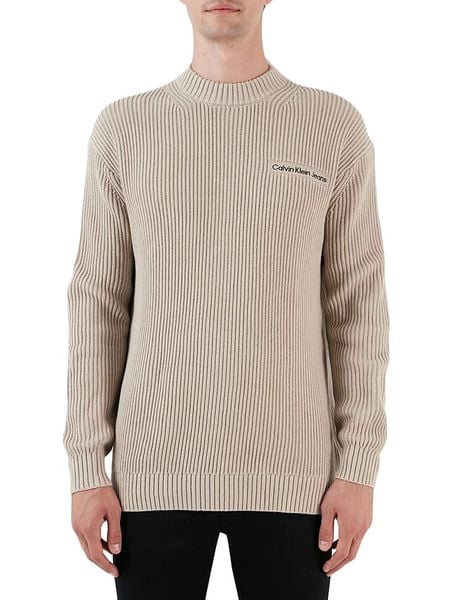 Calvin Klein Sweter w kolorze beżowym rozmiar: XXL. Brązowe swetry męskie CALVIN KLEIN, xxl, bez wzorów, z bawełny, bez kołnierzyka. Za 221.95 zł.