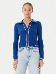 Guess Jeans Kardigan W5YR32 Z3HO2 Niebieski Regular Fit. Niebieskie kardigany damskie Guess Jeans, l, z aplikacjami, z jeansu. Za 289.99 zł.