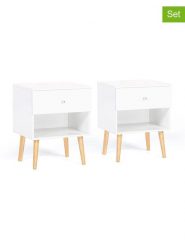 IDOMYA Essentials Stoliki nocne (2 szt.) w kolorze białym - 40 x 50 x 34 cm rozmiar: onesize. Białe koszule nocne damskie IDOMYA Essentials, bez wzorów, z materiału. Za 260.99 zł.