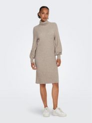 ONLY Sukienka dzianinowa 15309197 Beżowy Comfort Fit. Brązowe sukienki damskie Only, xs, bez wzorów, z dzianiny, bez kołnierzyka, bez ramiączek. Za 119.99 zł.