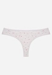 Jasnoszare Majtki Stringi z Bawełną w Kwiaty Calylia. Szare stringi damskie Born2be, l, bez wzorów, z bawełny. Za 5.99 zł.