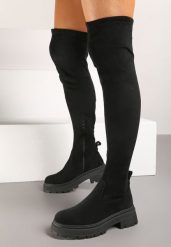 Czarne Kozaki na Platformie z Cholewką za Kolano Nialuria. Czarne kozaki damskie Renee, za kolano, bez obcasa, na platformie. Za 139.99 zł.