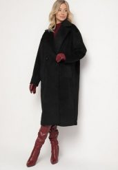 Czarny Dwurzędowy Płaszcz o Prostym Kroju z Kieszeniami Malwivra. Czarne płaszcze damskie Born2be, l, bez wzorów, eleganckie. Za 129.99 zł.