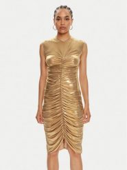 NORMA KAMALI Sukienka wieczorowa ST1243LMD45008 Złoty Slim Fit. Żółte sukienki damskie NORMA KAMALI, xl, bez wzorów, z syntetyku, wizytowe, bez kołnierzyka, bez ramiączek. Za 699.99 zł.