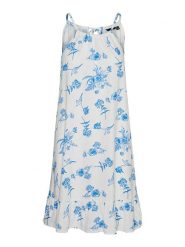 Vero Moda Sukienka "Mymilo" w kolorze biało-błękitnym rozmiar: L. Białe sukienki damskie Vero Moda, na imprezę, l, bez wzorów, z wiskozy, klasyczne, bez kołnierzyka, bez ramiączek, mini. Za 65.69 zł.
