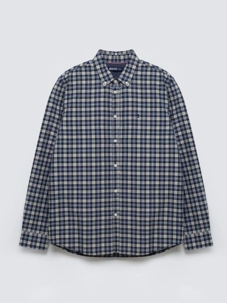 Koszula męska bawełniana w kratę granatowa Gibbineros 402. Niebieskie koszule męskie Big Star, l, bez wzorów, z bawełny, bez kołnierzyka, bez ramiączek. Za 229.99 zł.