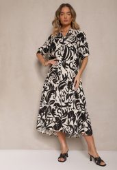Czarna Rozkloszowana Sukienka z Wiskozy Ozdobiona Falbaną Filesenia. Czarne sukienki damskie Renee, na spotkanie biznesowe, l, bez wzorów, z wiskozy, eleganckie, bez kołnierzyka, bez ramiączek, midi, rozkloszowane. W wyprzedaży za 62.99 zł.