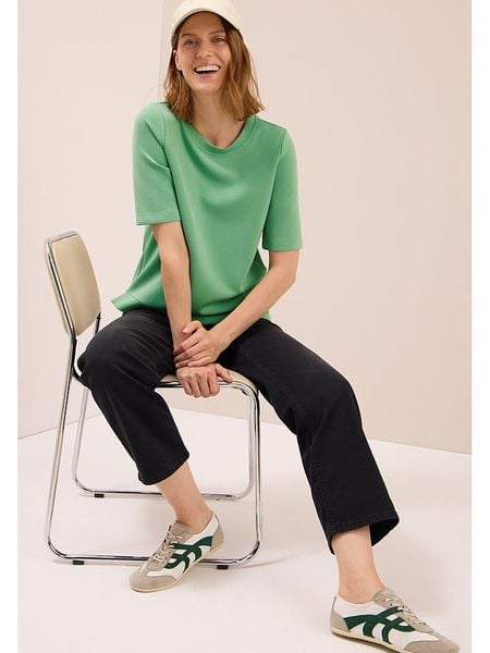 Cecil Koszulka w kolorze jasnozielonym rozmiar: L. Zielone bluzki damskie Cecil, l, bez wzorów, bez kołnierzyka, bez ramiączek. Za 131.12 zł.