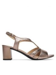 Caprice Sandały 9-28308-46 Złoty. Żółte sandały damskie Caprice, bez wzorów, ze skóry, bez obcasa, na słupku. Za 253.99 zł.