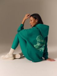 4F Bluza dresowa loose z kapturem damska - zielona M. Zielone bluzy z kapturem damskie 4f, m, z dresówki. Za 189.99 zł.