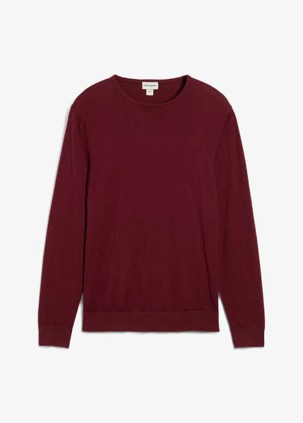 Cienki sweter z wysokogatunkowej wełny merino. Czerwone swetry męskie bonprix, l, bez wzorów, z bawełny, bez kołnierzyka. Za 149.99 zł.