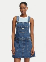 Guess Jeans Sukienka jeansowa W6GK25 D5M4O Niebieski Regular Fit. Niebieskie sukienki damskie Guess Jeans, m, z aplikacjami, z bawełny, bez kołnierzyka, bez ramiączek. Za 439.99 zł.