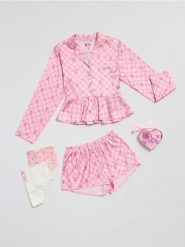 Piżama dwuczęściowa Barbie - różowy. Czerwone piżamy damskie Sinsay, l, bez wzorów, bez ramiączek. Za 59.99 zł.
