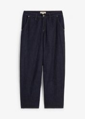 Dżinsy Balloon mid waist, cropped. Niebieskie jeansy damskie bonprix. Za 159.99 zł.