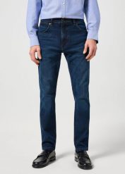 WRANGLER MĘSKIE SPODNIE JEANSOWE LARSTON MIDNIGHT RODEO 112356853 W18S008805. Spodnie materiałowe męskie Wrangler, bez wzorów, z jeansu. Za 229.99 zł.