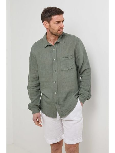 Rodier Lin Lniana koszula w kolorze khaki rozmiar: XL/XXL. Brązowe koszule męskie Rodier Lin, xl, bez wzorów, ze lnu, bez kołnierzyka, bez ramiączek. Za 127.65 zł.