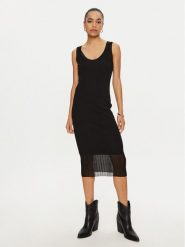 PINKO Sukienka koktajlowa 103540 A1ND Czarny Slim Fit. Czarne sukienki damskie Pinko, xs, bez wzorów, z bawełny, wizytowe, bez kołnierzyka, bez ramiączek. Za 769.99 zł.