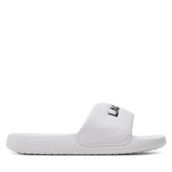Klapki Lacoste. Białe klapki damskie Lacoste, bez wzorów, bez obcasa. Za 119.99 zł.