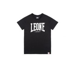 Leone 1947 Basic Kurzarm-T-Shirt z dużym logo dla Kinder. Czarne t-shirty damskie LEONE 1947 APPAREL, bez wzorów, z bawełny, bez kołnierzyka. W wyprzedaży za 48.42 zł.
