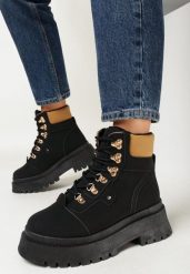 Czarne Traperki Nelana. Czarne trapery damskie Born2be, z jeansu, bez obcasa. Za 159.99 zł.