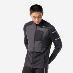 Bluza do biegania męska Kiprun Run 900 Warm ocieplana. Czarne bluzy bez kaptura męskie KIPRUN, m, z meshu. Za 179.99 zł.