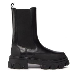 Sztyblety DKNY. Czarne botki damskie DKNY, bez obcasa, na płaskiej podeszwie, bez zapięcia. Za 1,249.00 zł.