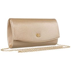 Kopertówka damska Rovicky R-XS024 złota. Żółte torebki wieczorowe ROVICKY, bez wzorów, z syntetyku, eleganckie, bez kołnierzyka, bez ramiączek. Za 59.99 zł.